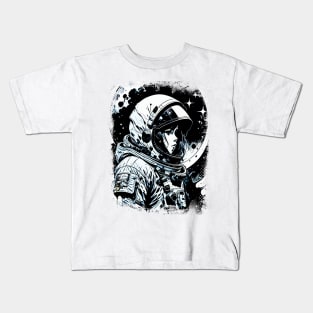 Woman Astronaut in space Abstract Science fiction illustration Kids T-Shirt